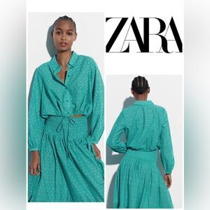 ZARA TIED PRINTED BLOUSE